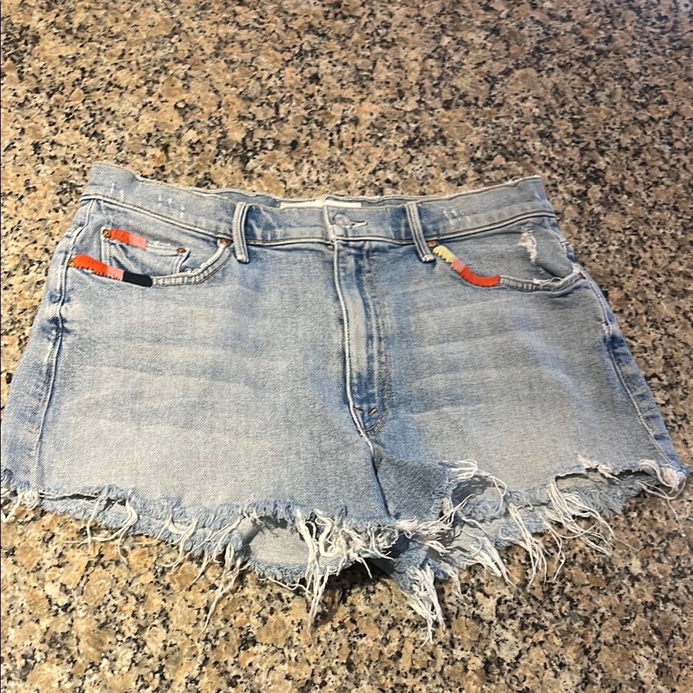 Mother jeans distressed Light Blue Denim Shorts - Picture 3 of 11